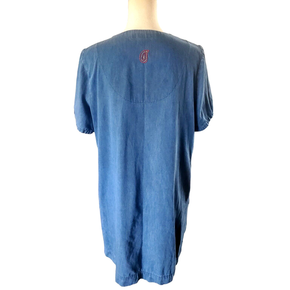 Go Softly Patio Embroidered Denim Dress Sz M - Picture 3 of 4